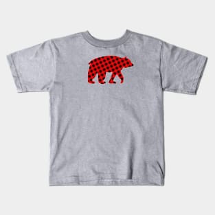 Buffalo Plaid Bear Kids T-Shirt